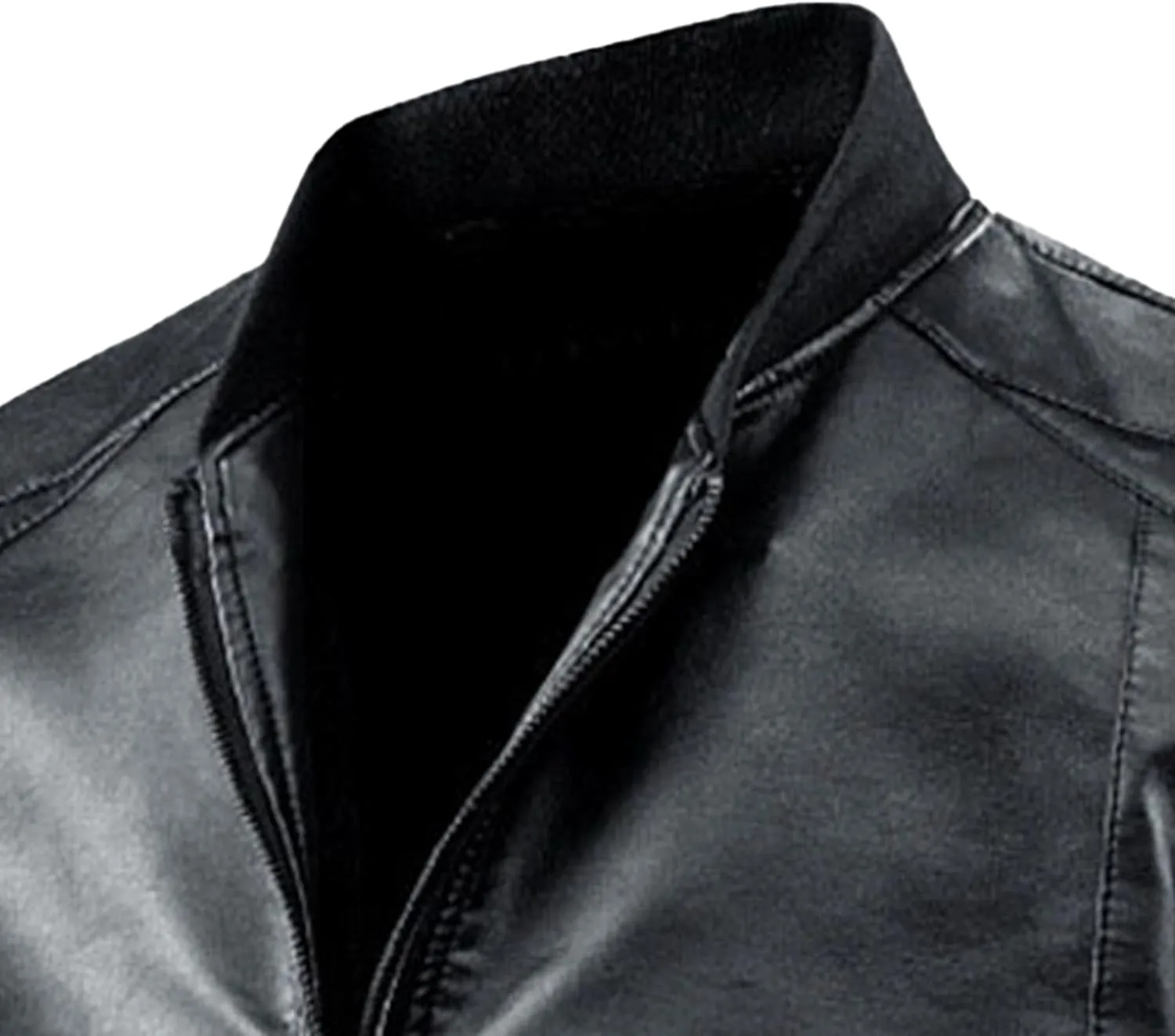 Maiyifu-GJ Men's Lightweight Faux Leather Jacket Casual Slim Fit Motorcycle Leather Jacket Spring Fall Zipper Coat Outerwear