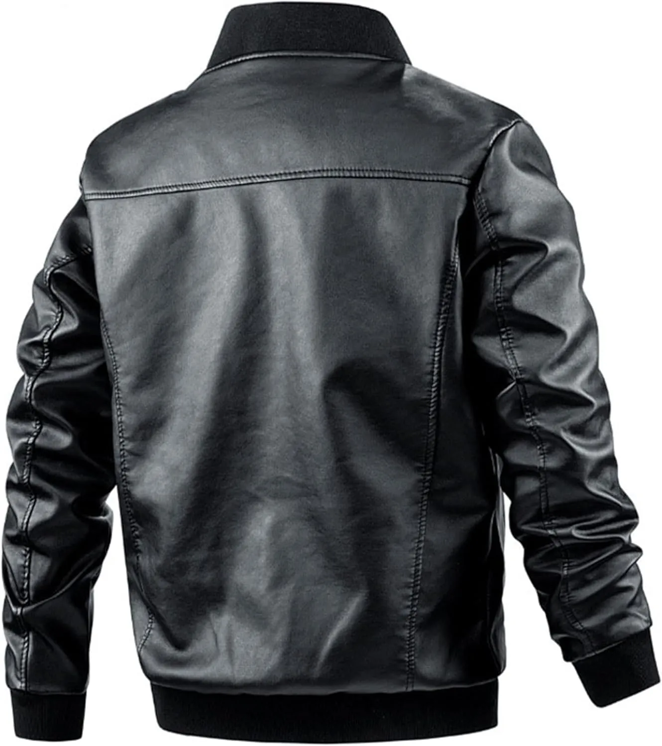 Maiyifu-GJ Men's Lightweight Faux Leather Jacket Casual Slim Fit Motorcycle Leather Jacket Spring Fall Zipper Coat Outerwear