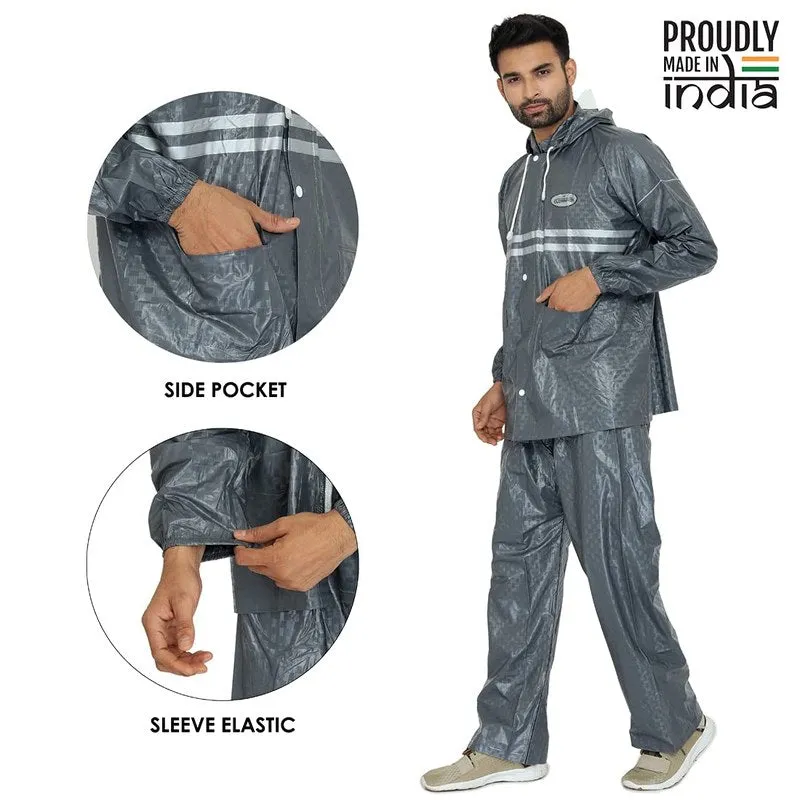 Men Rain Coat with Waterproof Design | Hooded | XX-Large | Grey