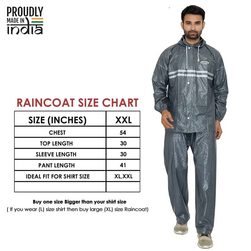 Men Rain Coat with Waterproof Design | Hooded | XX-Large | Grey