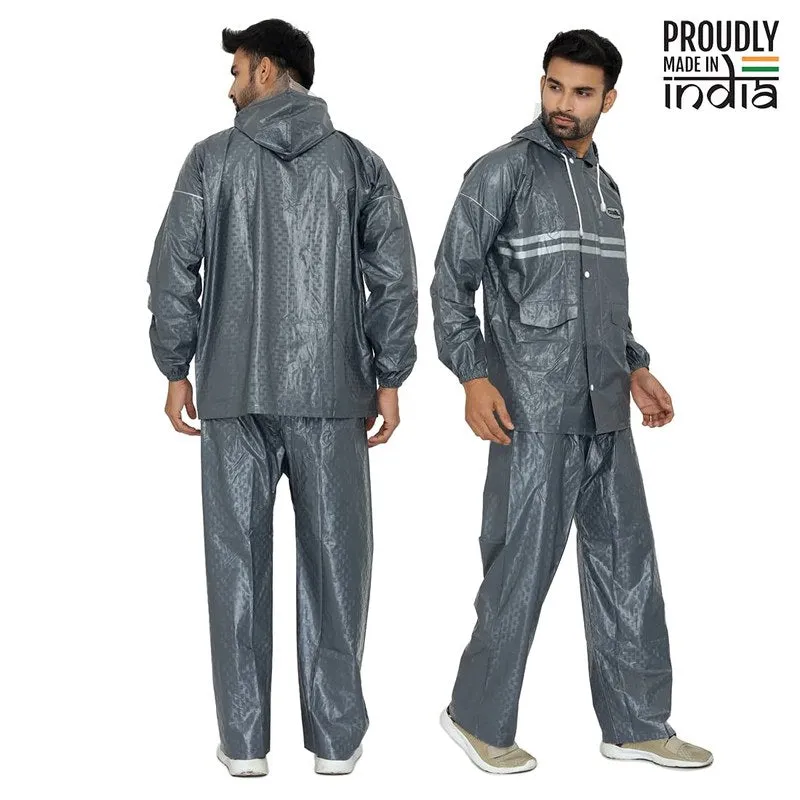 Men Rain Coat with Waterproof Design | Hooded | XX-Large | Grey
