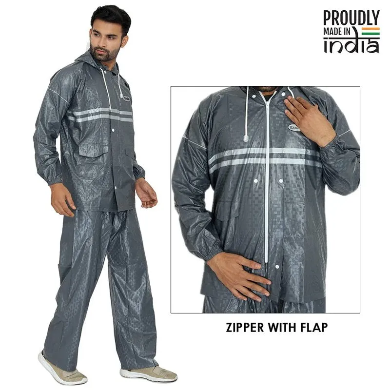 Men Rain Coat with Waterproof Design | Hooded | XX-Large | Grey