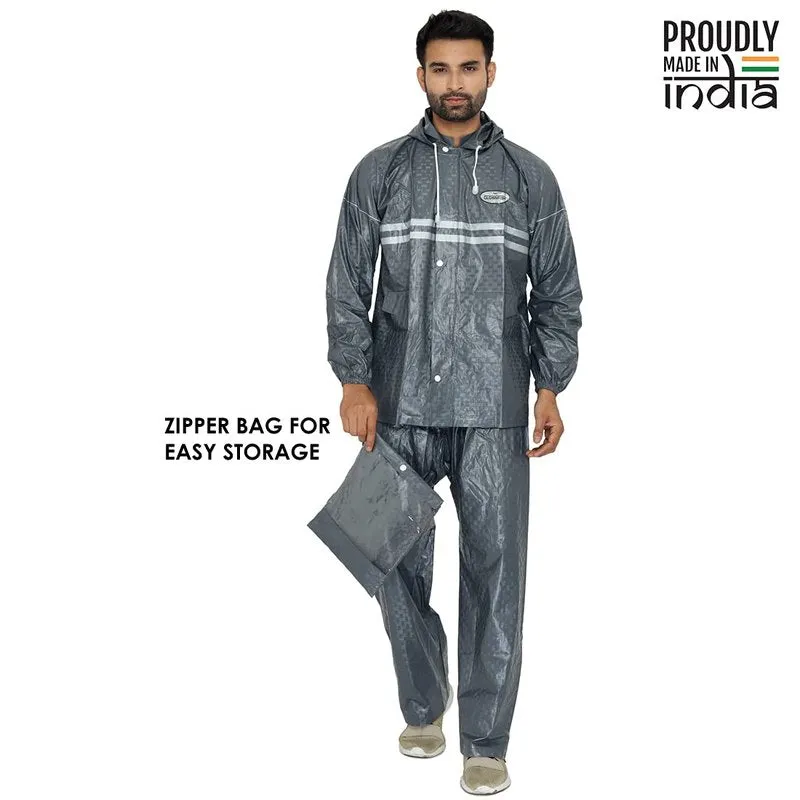 Men Rain Coat with Waterproof Design | Hooded | XX-Large | Grey