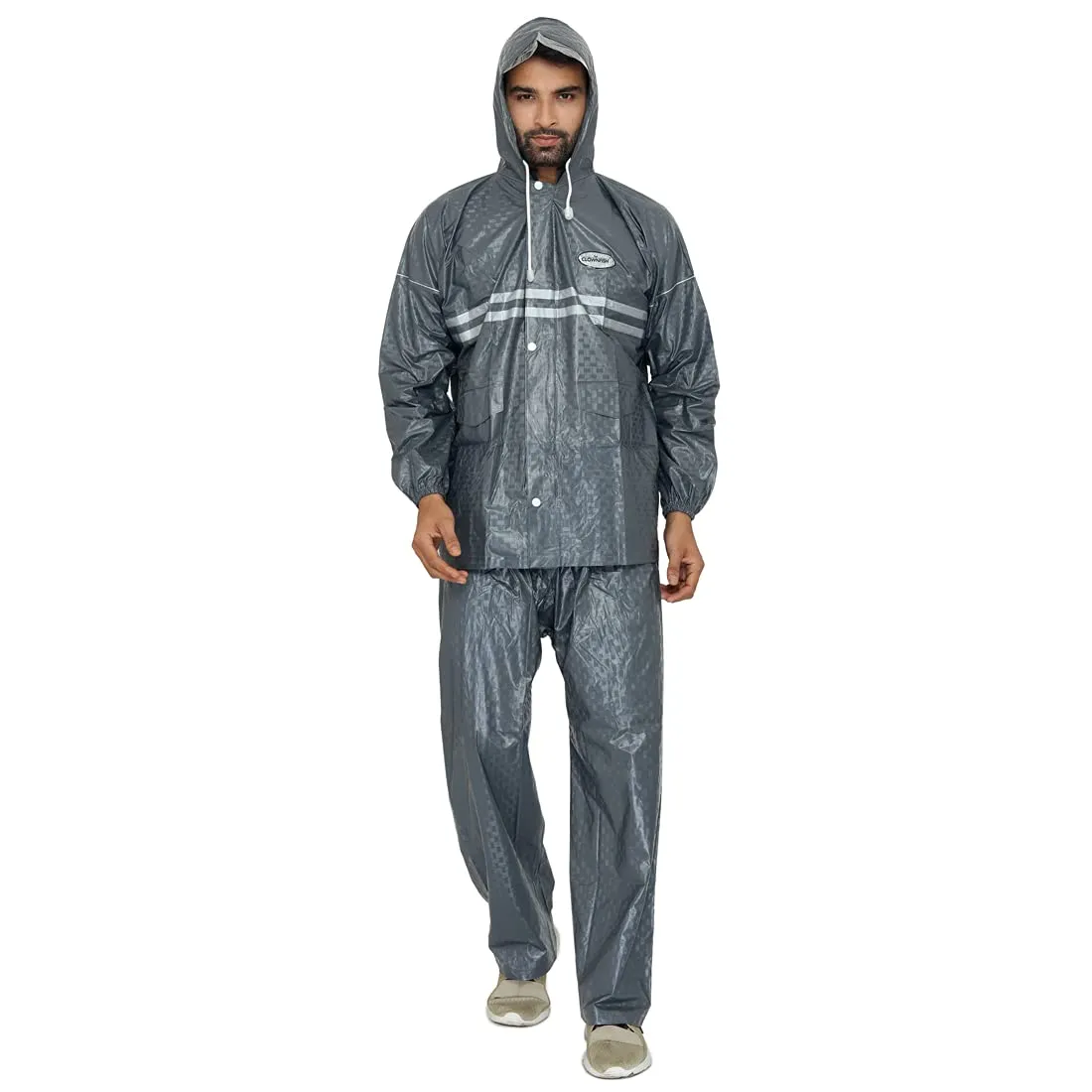 Men Rain Coat with Waterproof Design | Hooded | XX-Large | Grey