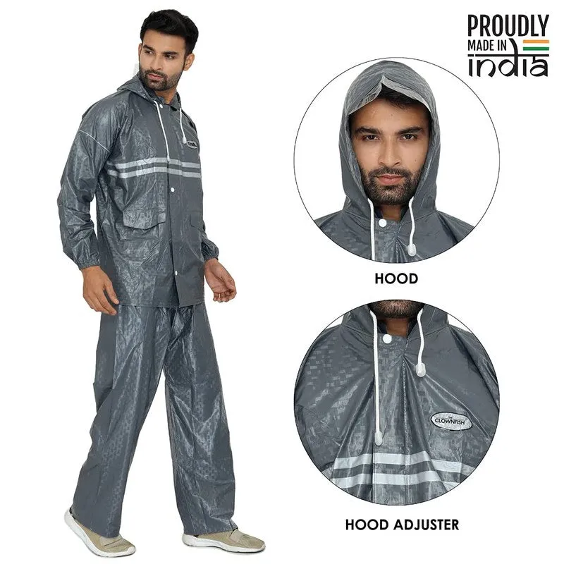 Men Rain Coat with Waterproof Design | Hooded | XX-Large | Grey