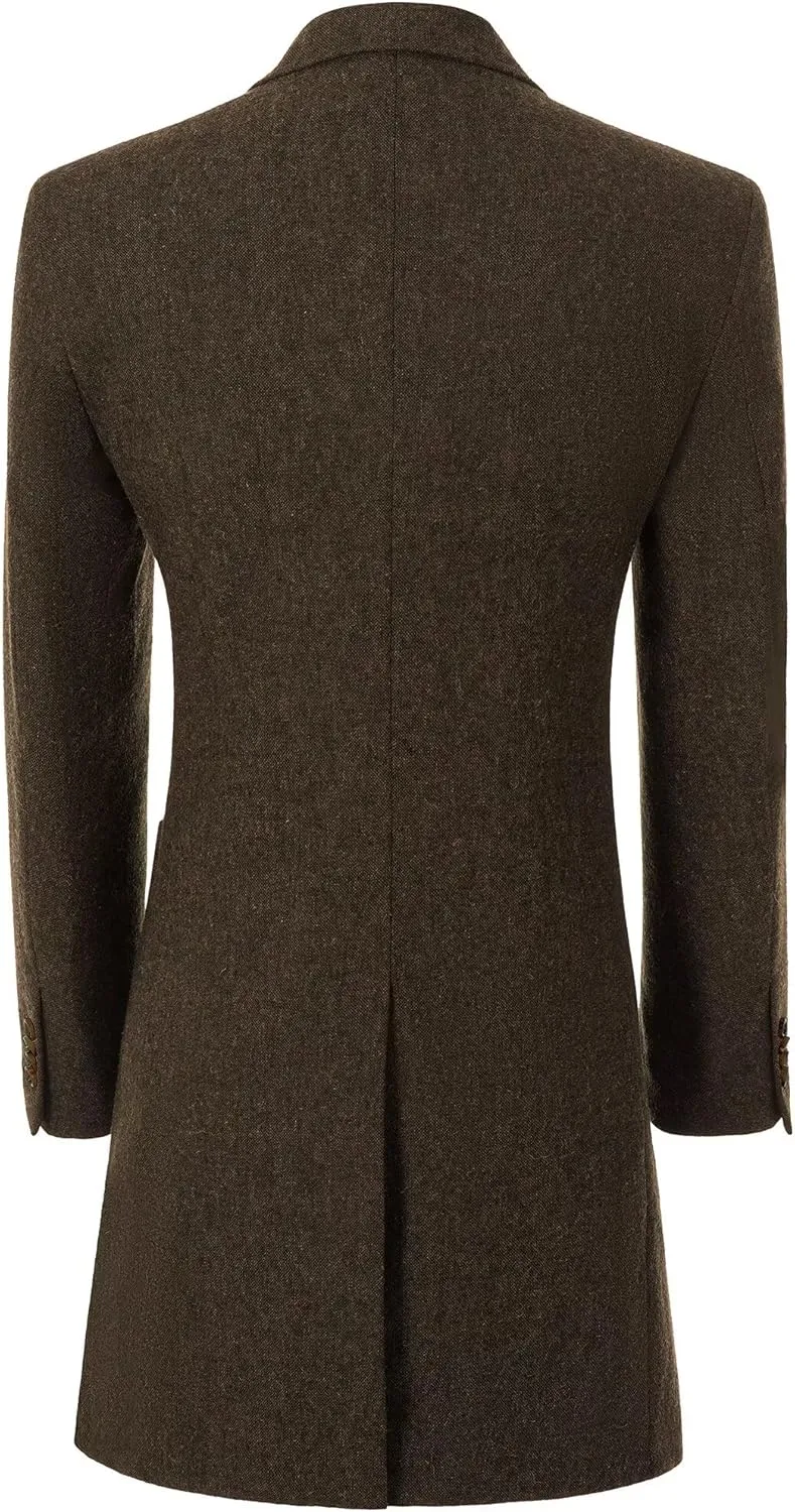 Men Trench Coat Classic Warm Peak Lapel Peacoat Mens Double Breasted Business Long Winter Mens Overcoat with Pockets