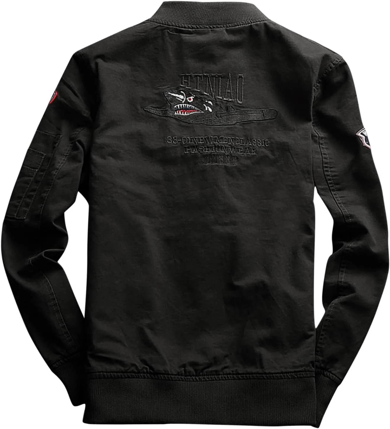 Mens Cotton Military Jacket USA American Flag Embroidered Patches Bomber Jacket Plus Size Full Zip Windproof Work Top