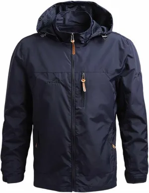 Mens Lightweight Waterproof Jacket Mountain Sport Jacket with Hooded Loose Fit Hiking Windbreaker Raincoat