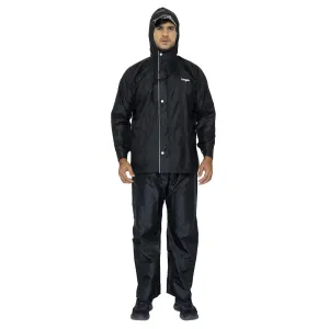 Men's Reversible Waterproof Raincoat - Double Layer, Reflector | Hooded | XXL | Black