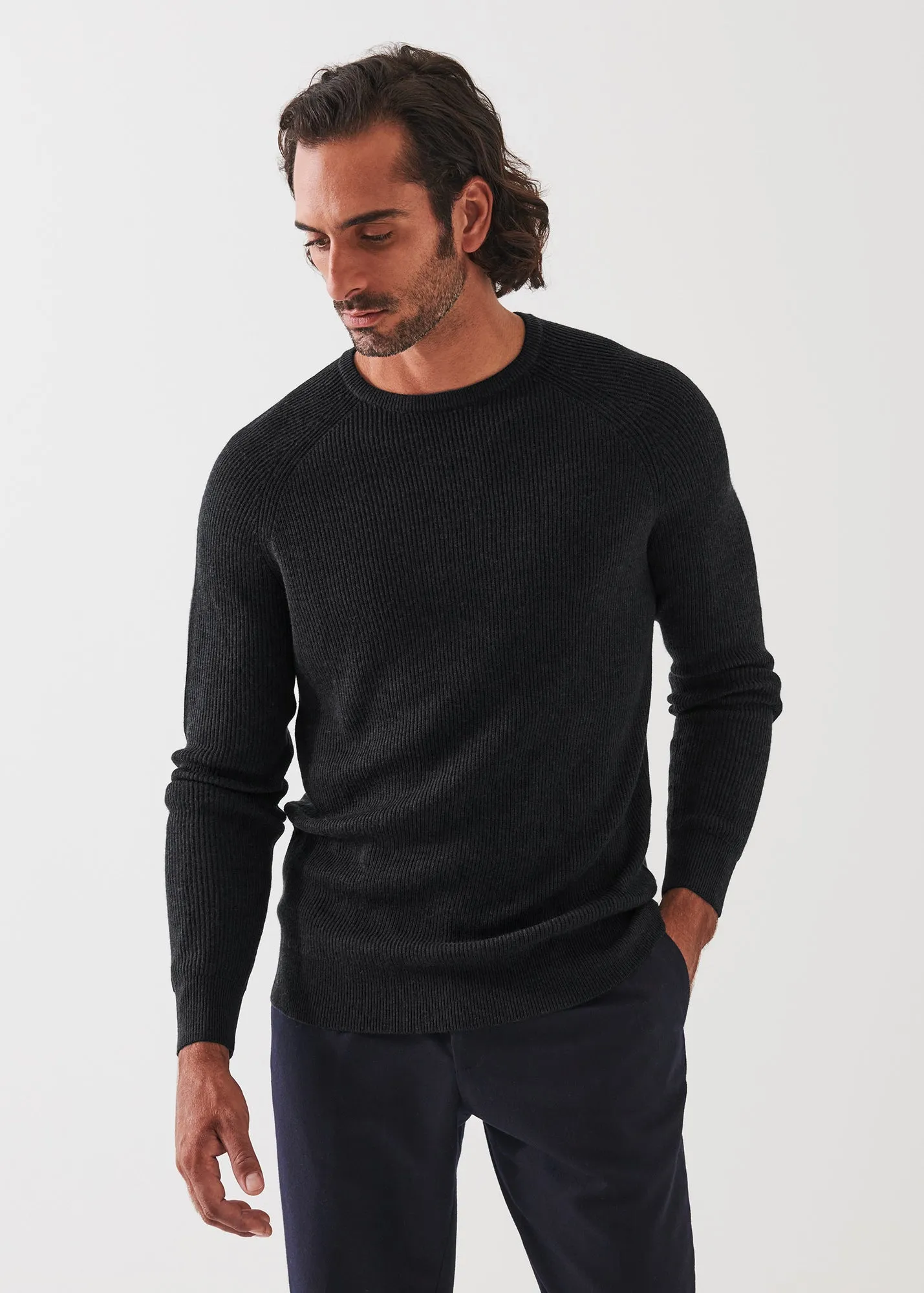 Merino Wool Ribbed Crewneck