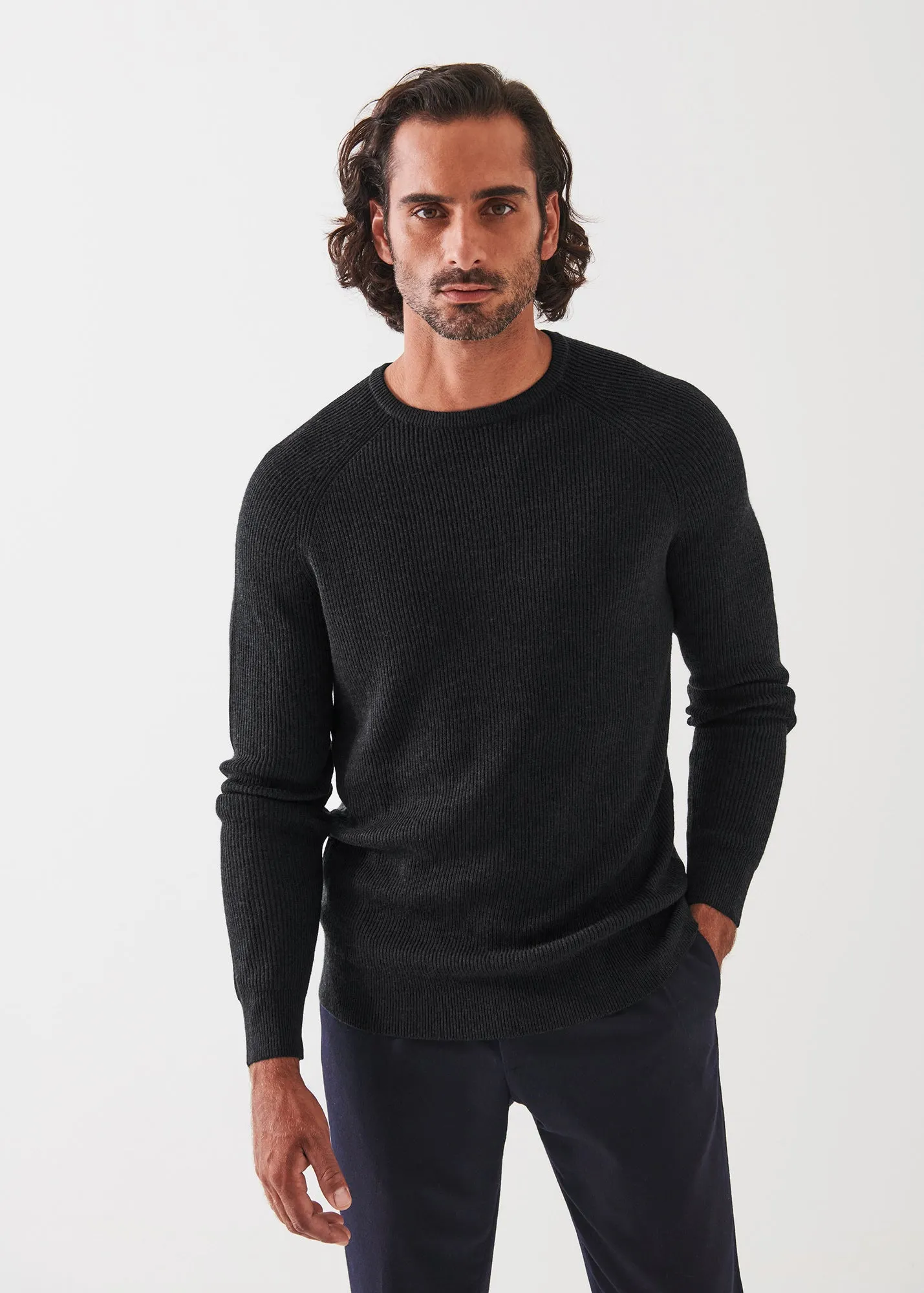 Merino Wool Ribbed Crewneck
