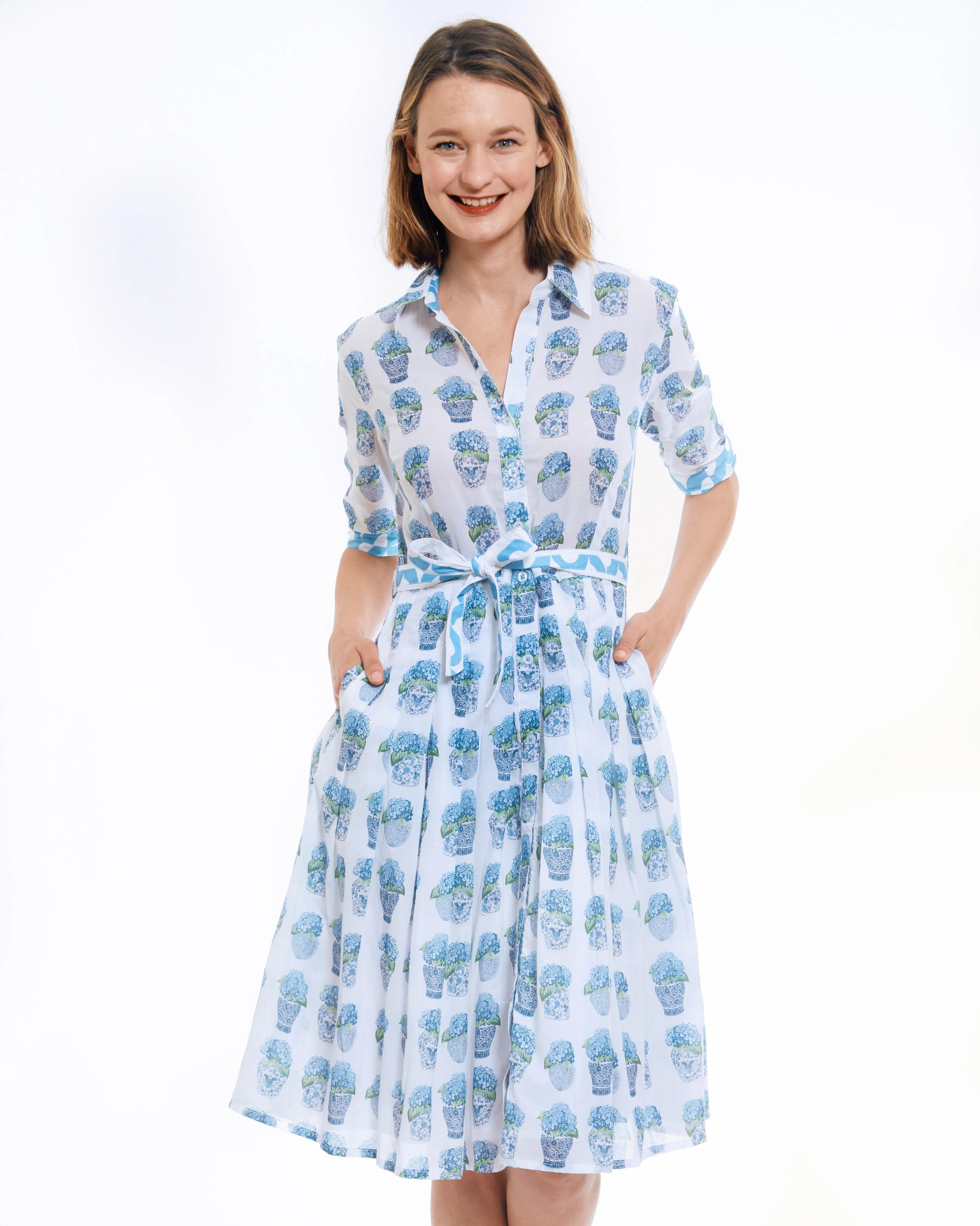 Mrs Maisel Dress - Chinoiserie And Hydrangeas