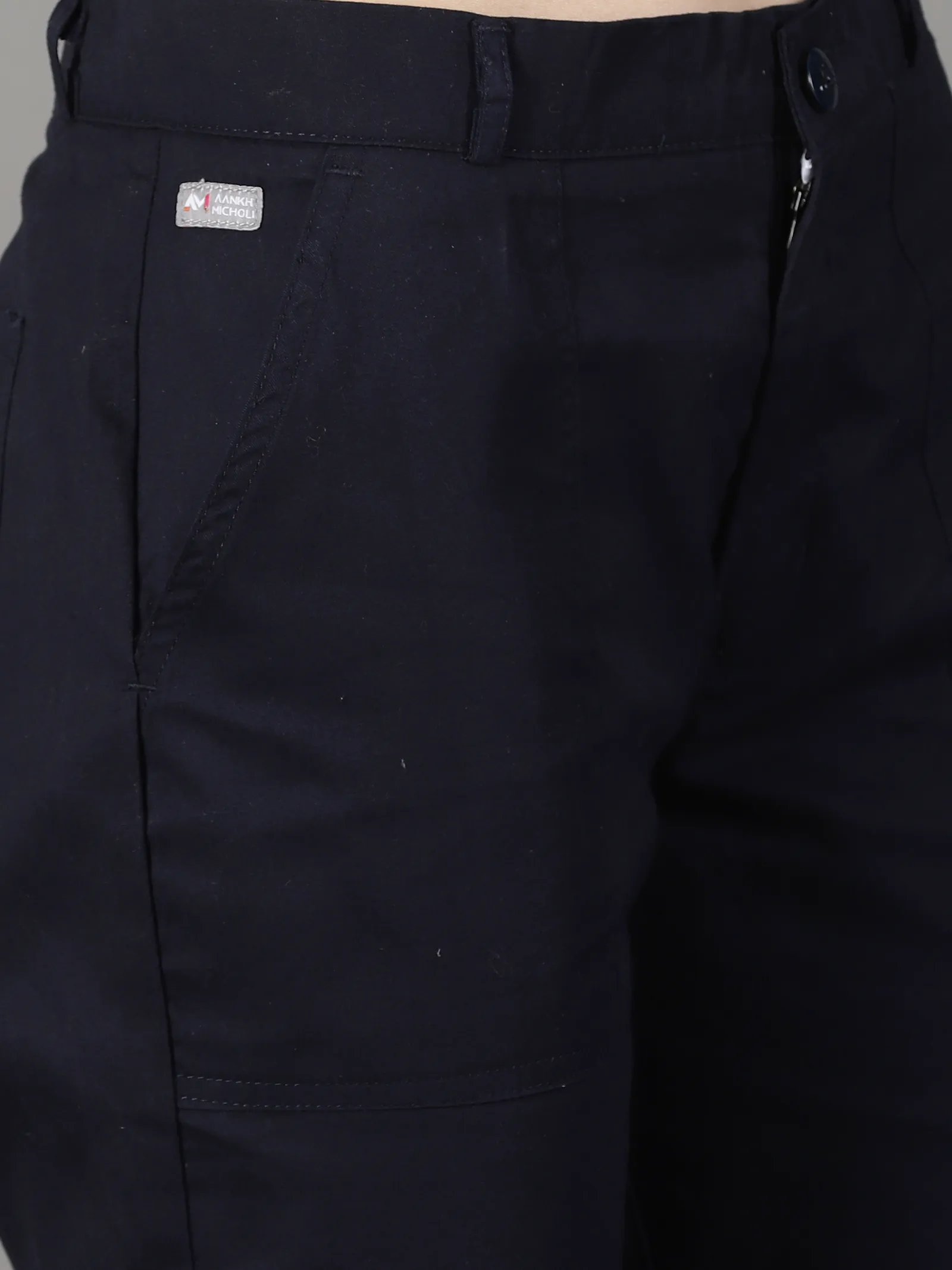 Navy Blue Cotton 6 Pocket Cargo Pants
