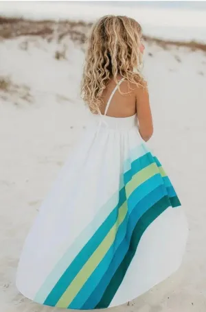 Ocean Rainbow Hi Low Frills Dress