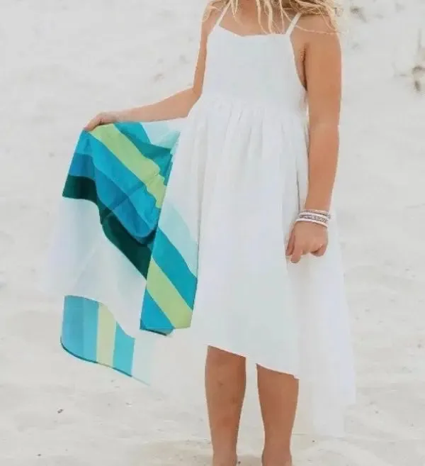 Ocean Rainbow Hi Low Frills Dress