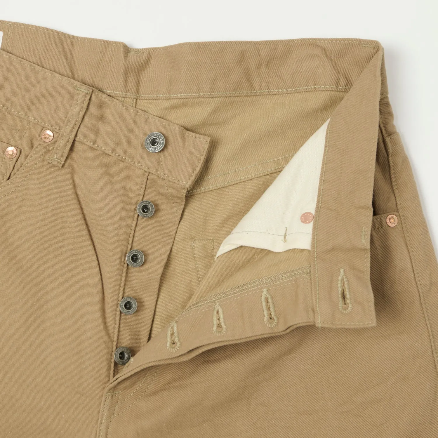 ONI 022-SCKB 9.5oz Selvedge Chambray Wide Straight Chino - Khaki Beige