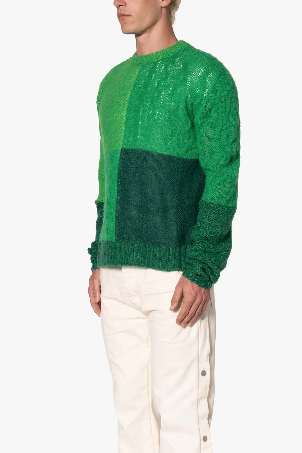 Open Knit Square Sweater - Green