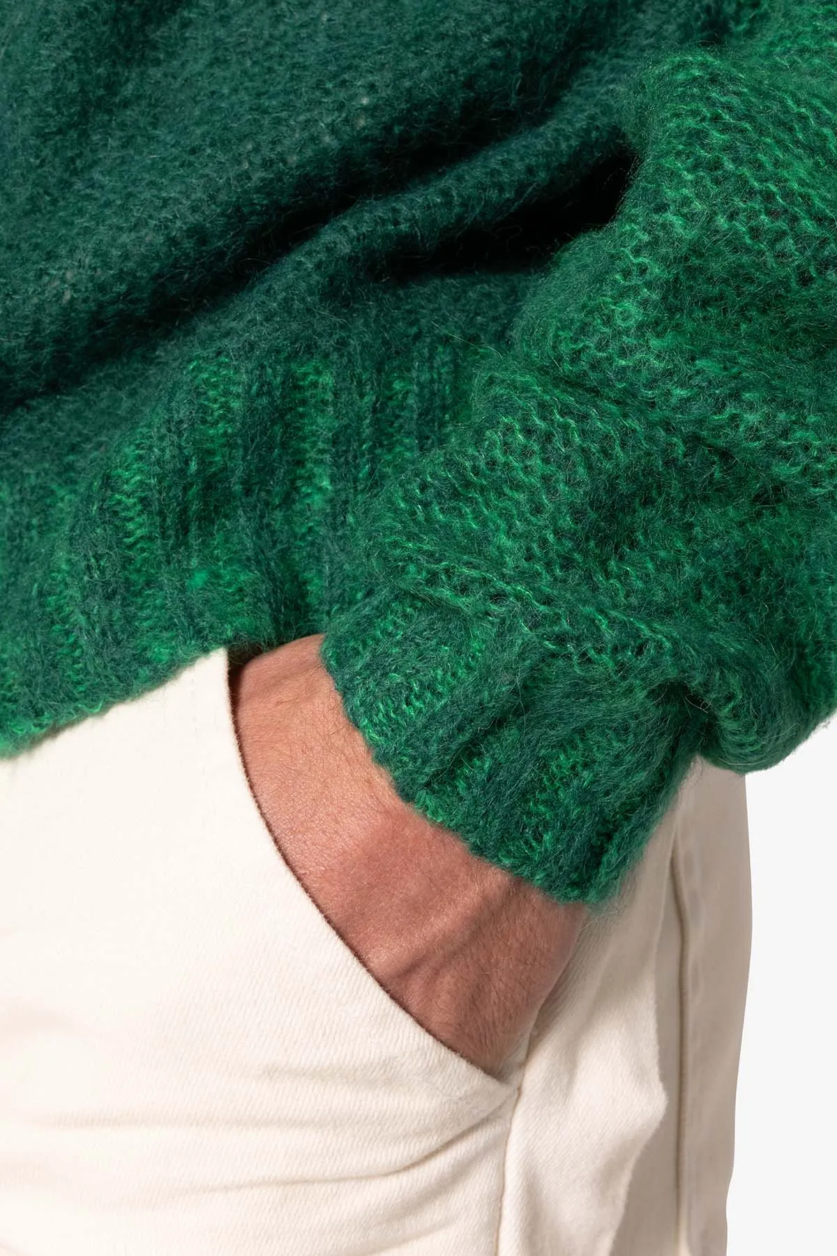 Open Knit Square Sweater - Green