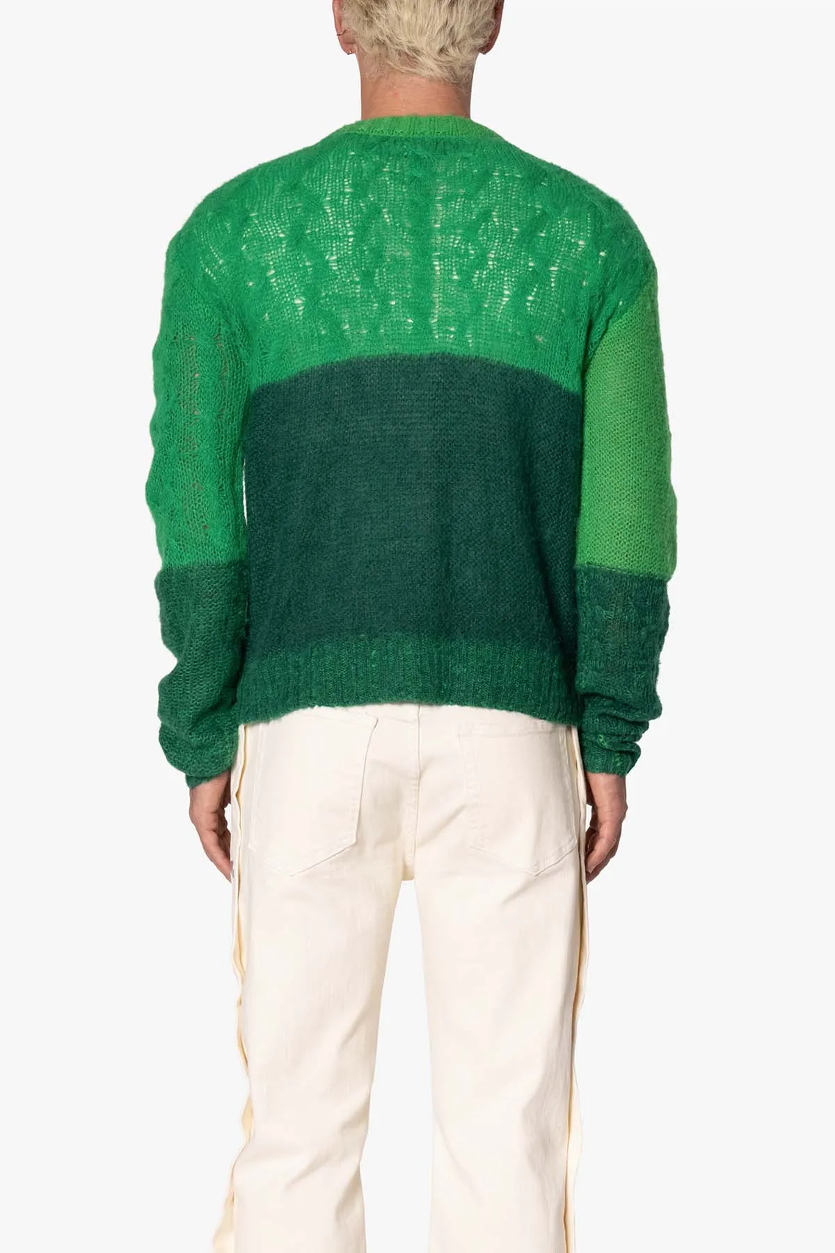 Open Knit Square Sweater - Green
