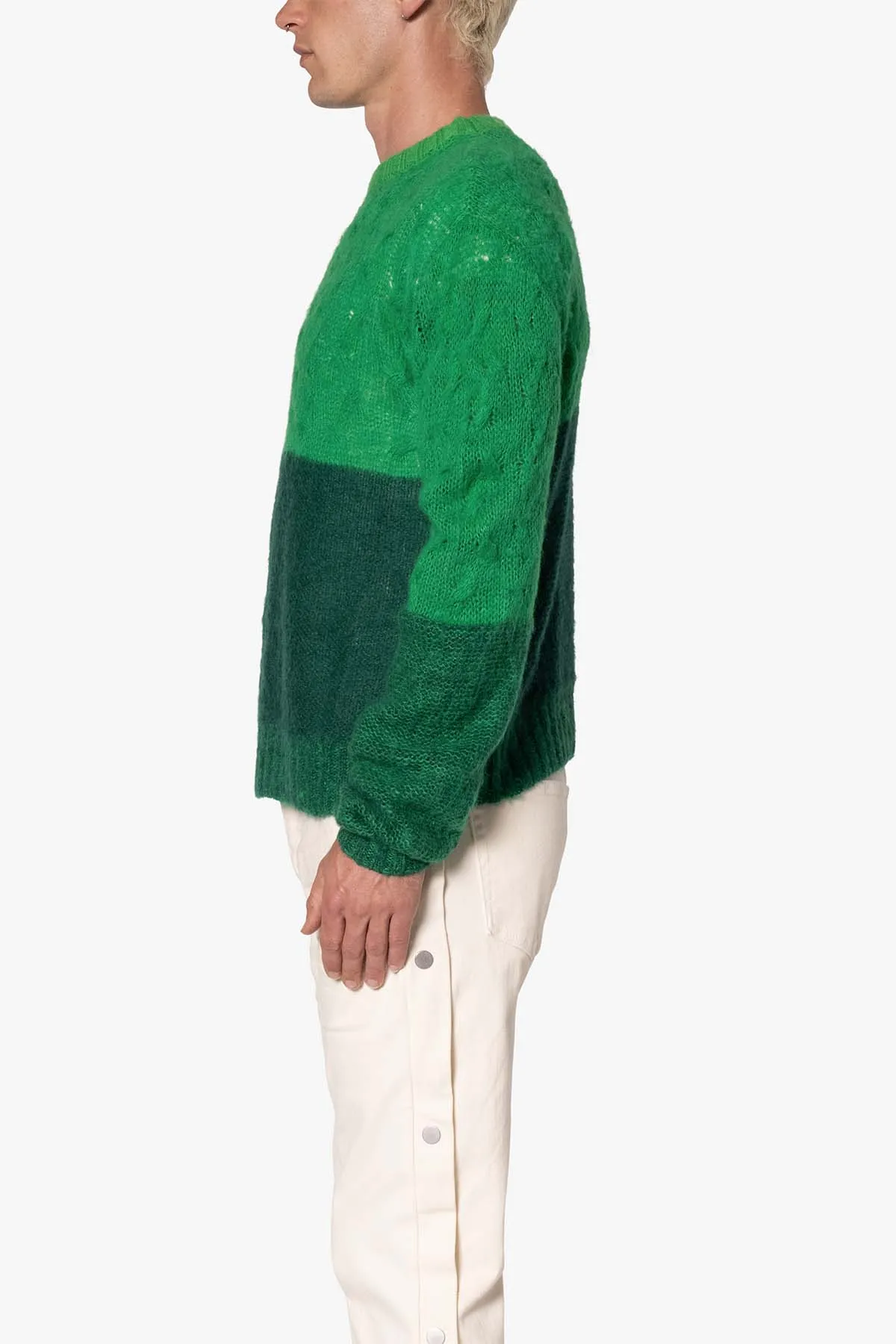 Open Knit Square Sweater - Green