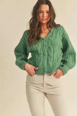 Rosemary Green Cable Knit Cardigan