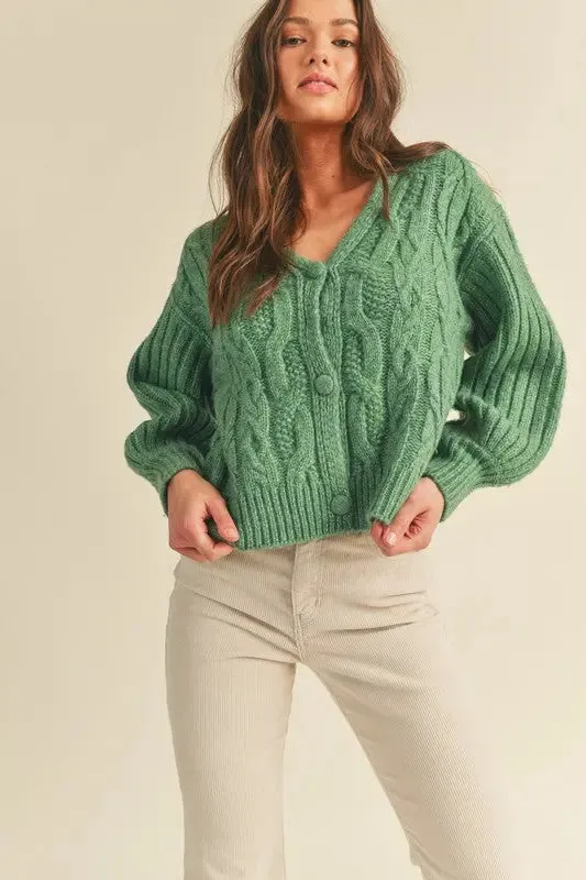 Rosemary Green Cable Knit Cardigan