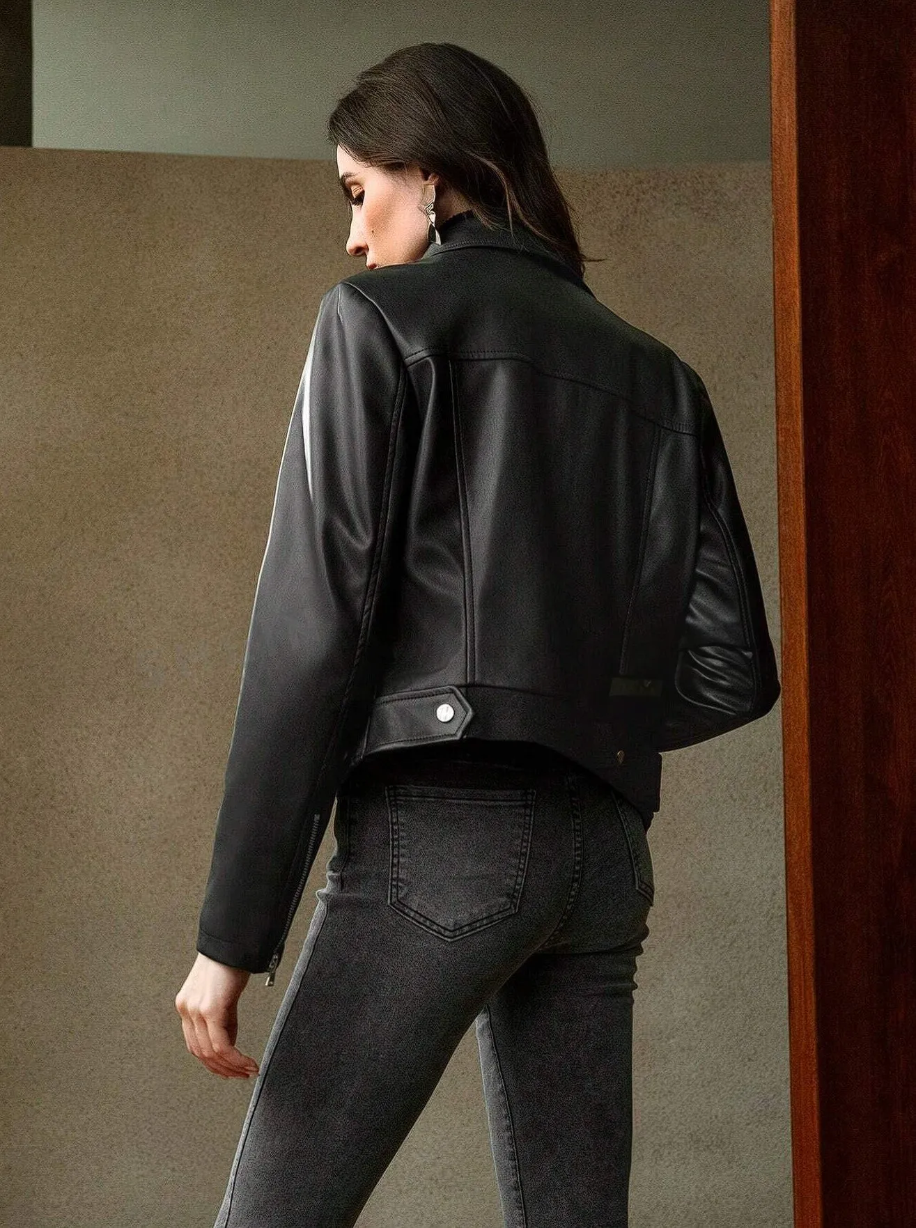 Roxie Faux Leather Motorcycle Biker Jacket
