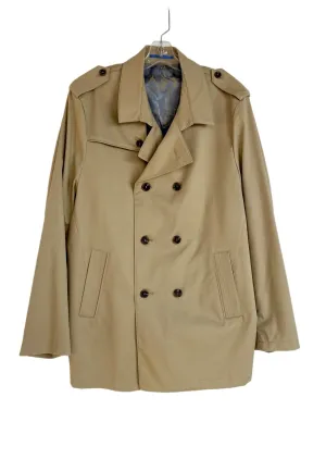 SONDERGAARD Men's khaki cotton twill slim fit double breasted trench coat, 42