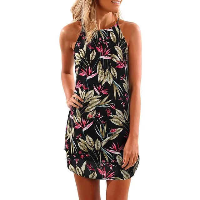 Summer Floral Short Dress Sleeveless Sundress