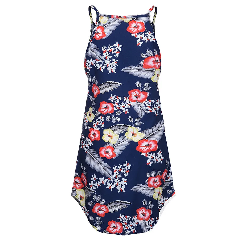 Summer Floral Short Dress Sleeveless Sundress