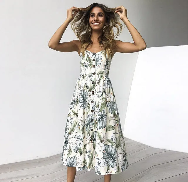 Sunflower Print Sexy Dress