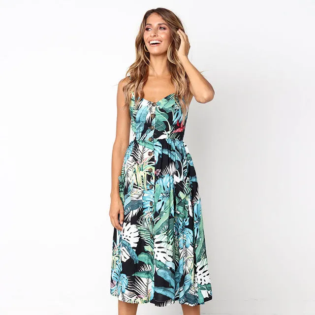 Sunflower Print Sexy Dress