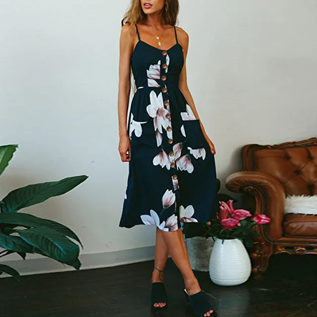Sunflower Print Sexy Dress