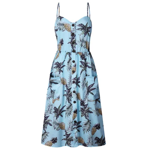 Sunflower Print Sexy Dress