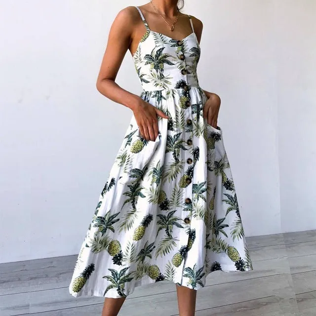Sunflower Print Sexy Dress
