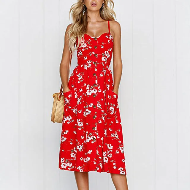 Sunflower Print Sexy Dress