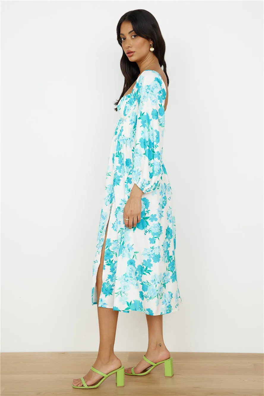 Sweet Epiphany Midi Dress Blue Floral