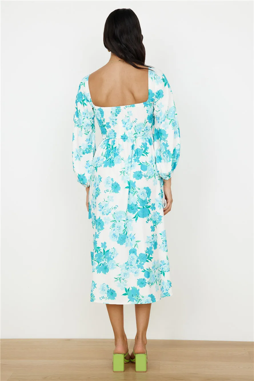 Sweet Epiphany Midi Dress Blue Floral