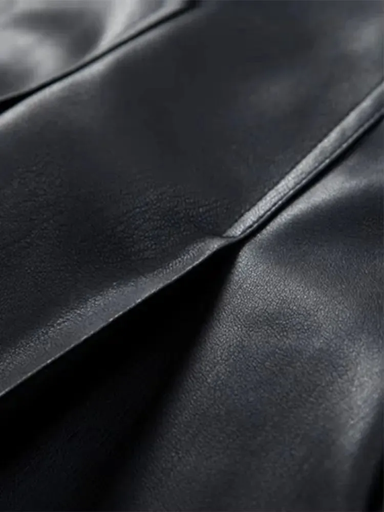Trend4us Luxe Sculpted Faux Leather Peplum Trench Coat