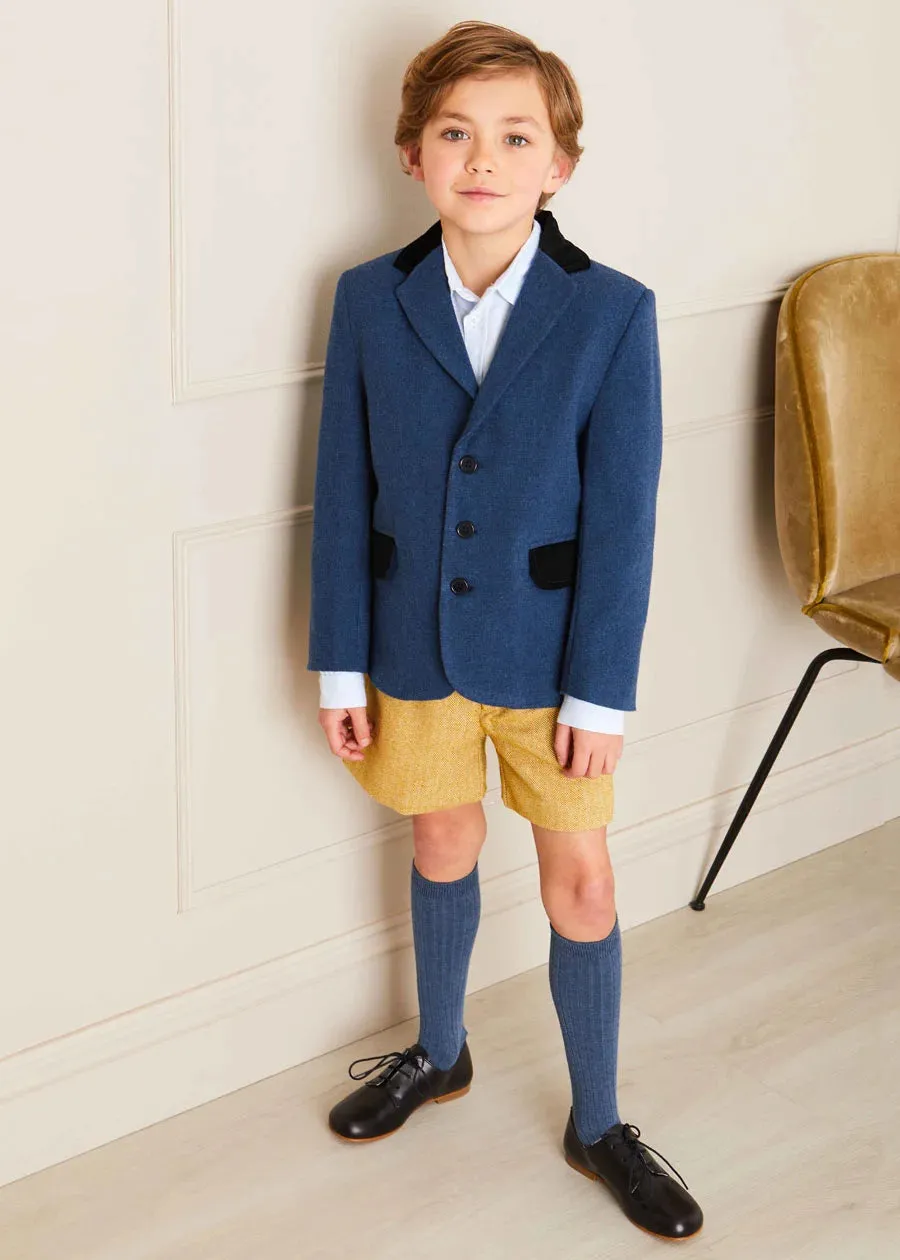 Velvet Collar Blazer in Blue (4-10yrs)