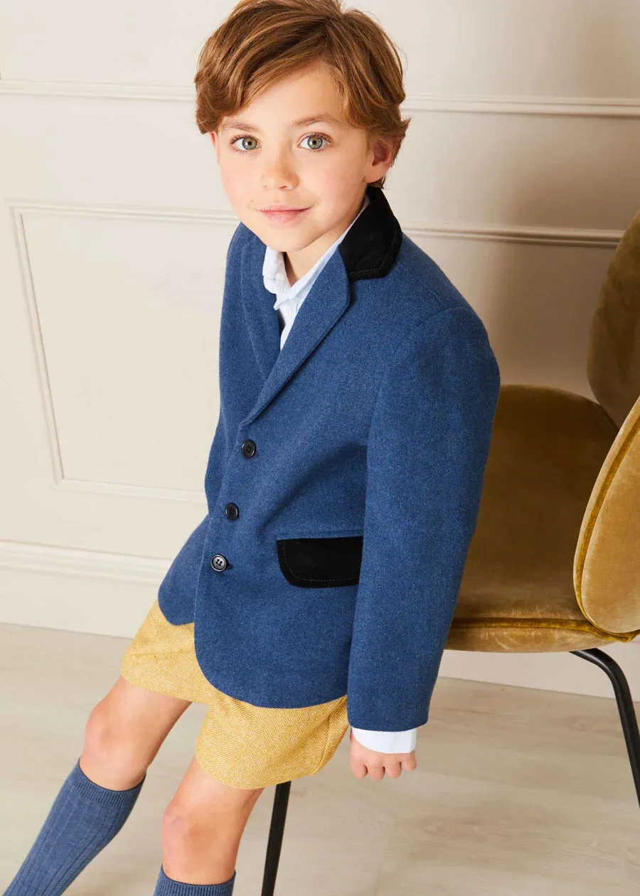 Velvet Collar Blazer in Blue (4-10yrs)