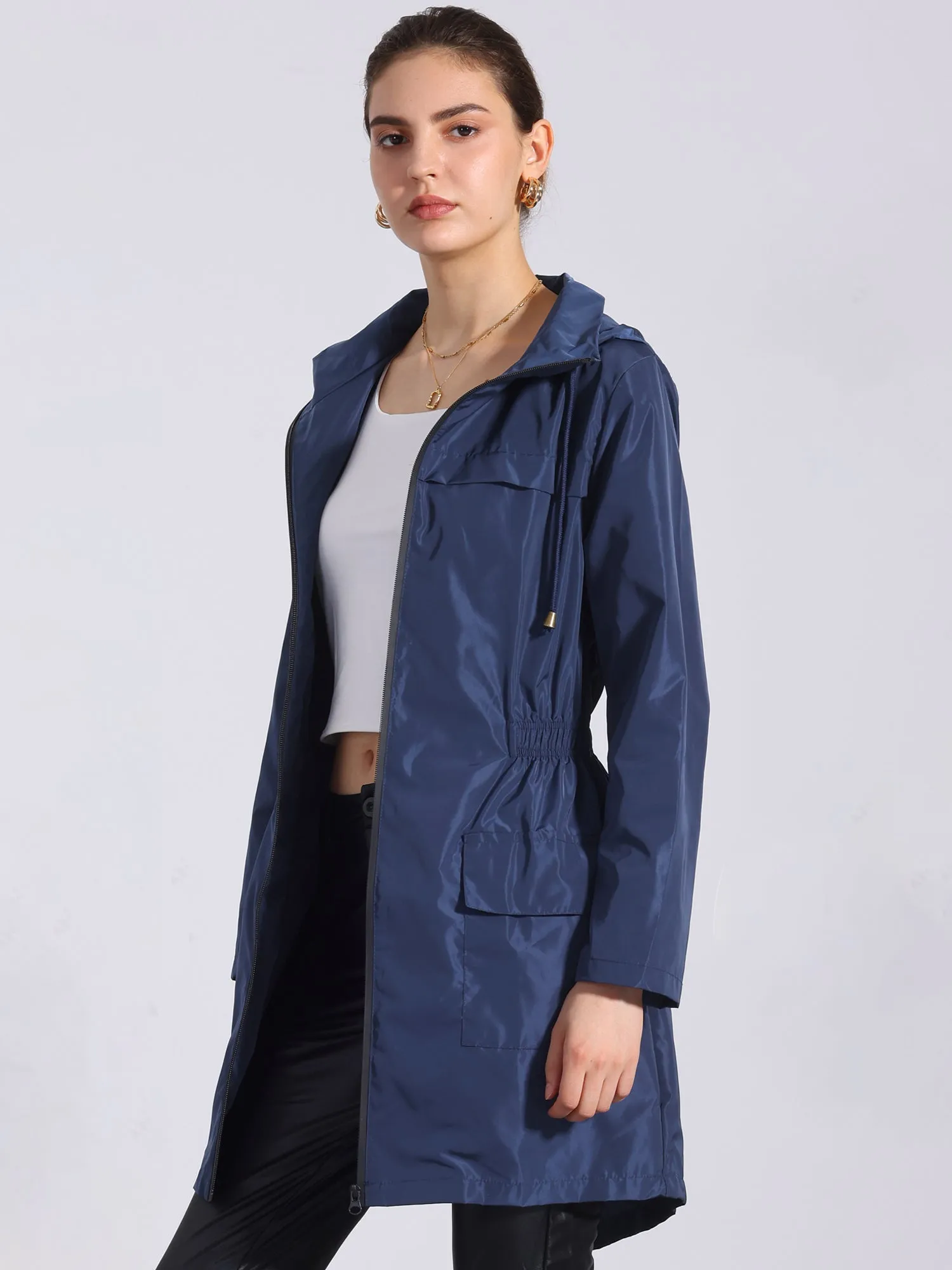 Waterproof Lightweight Hooded Windbreaker Raincoat Jacket