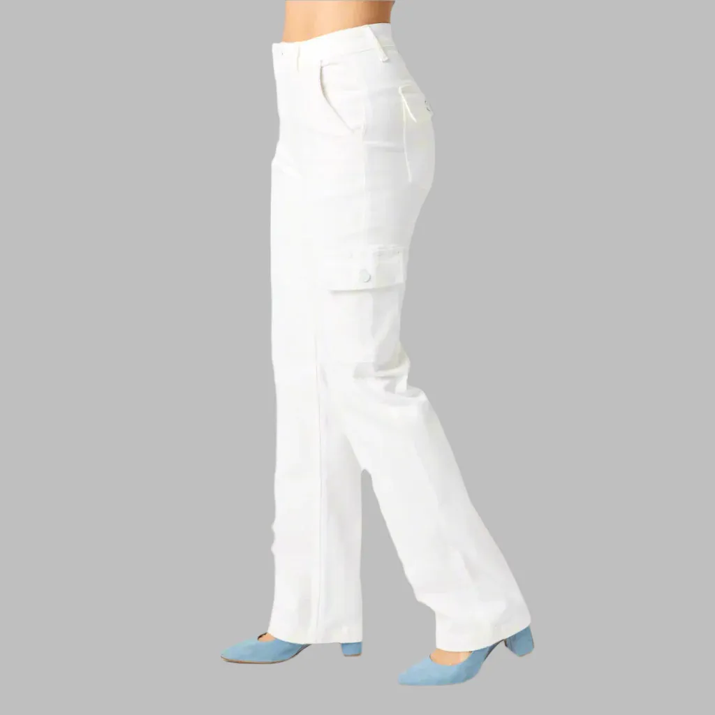 Women's High Rise Cargo Straight Leg Jeans