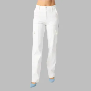 Women's High Rise Cargo Straight Leg Jeans