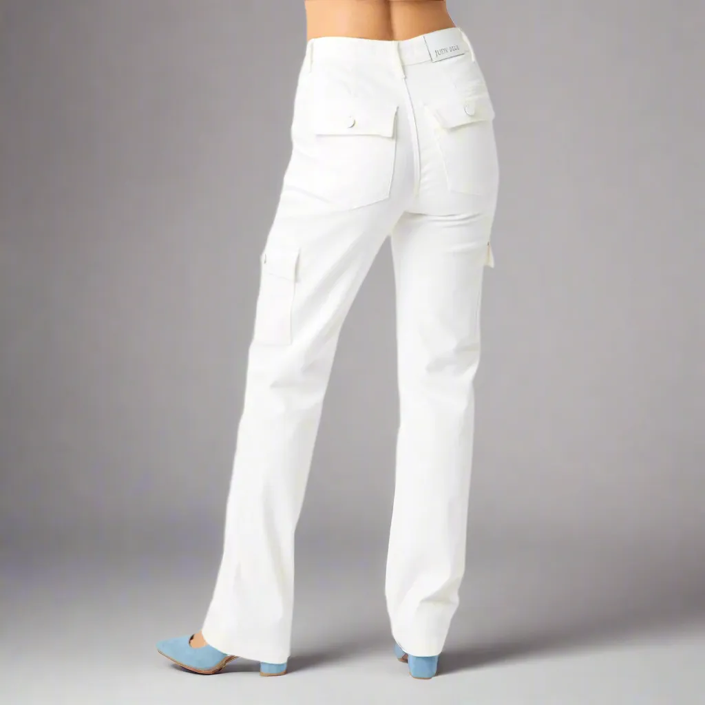 Women's High Rise Cargo Straight Leg Jeans