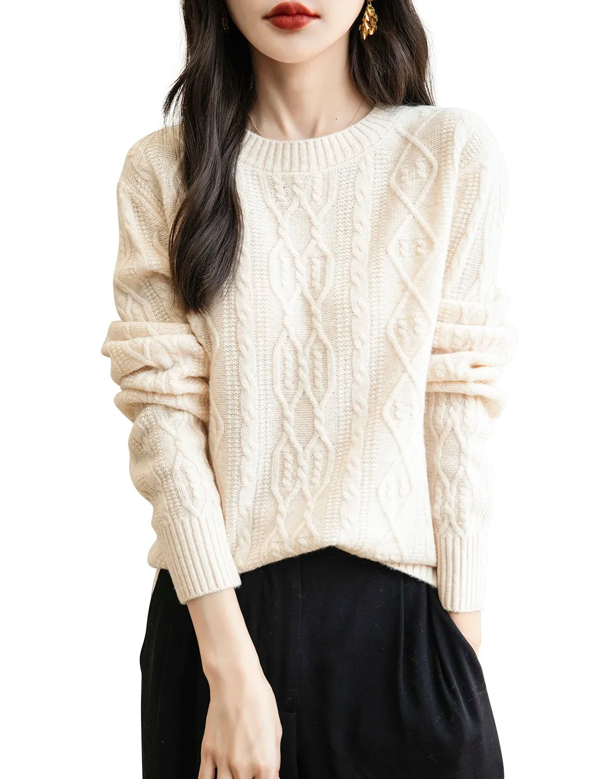Women's Vintage Crewneck Sweater made w/ 100% Merino Wool