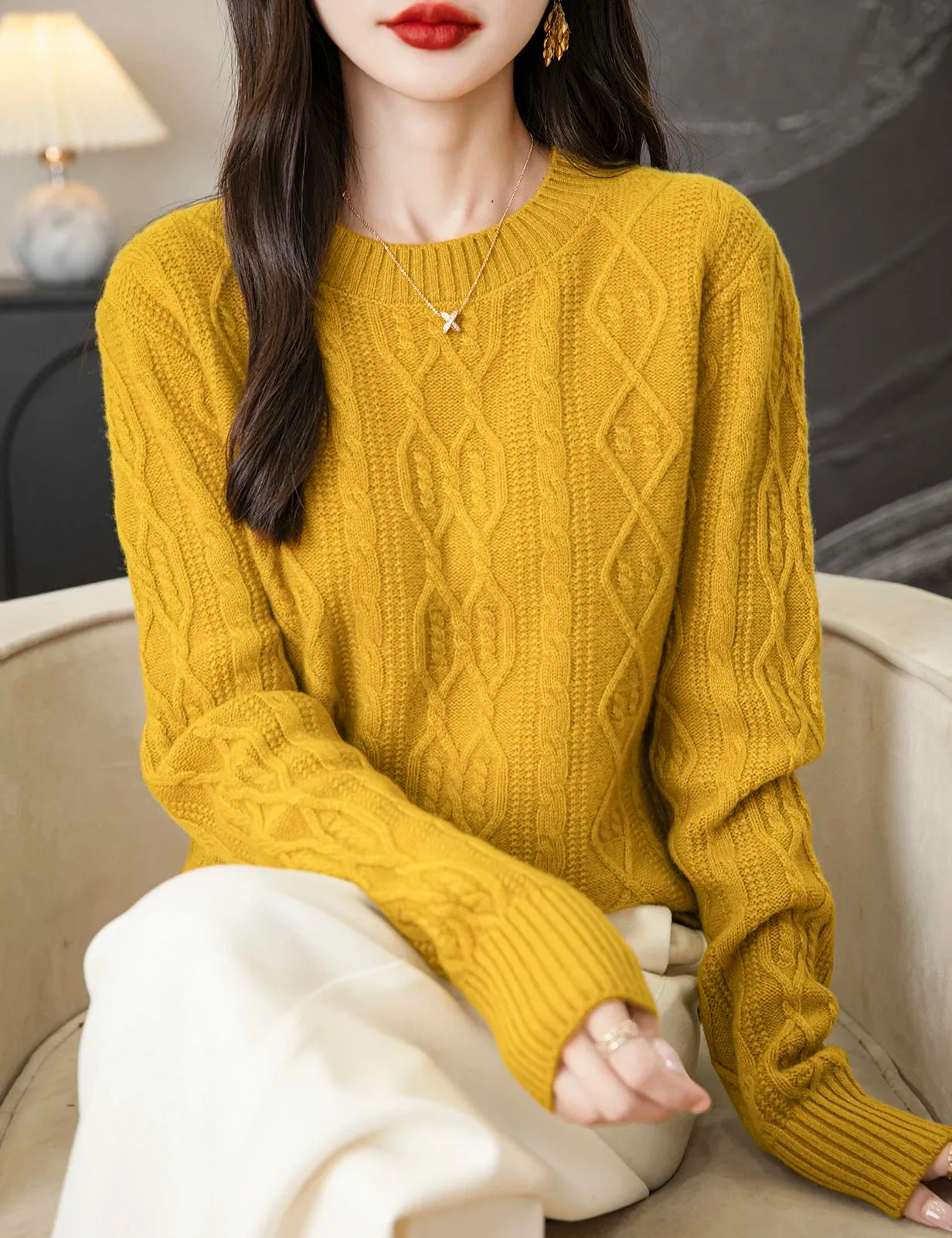 Women's Vintage Crewneck Sweater made w/ 100% Merino Wool