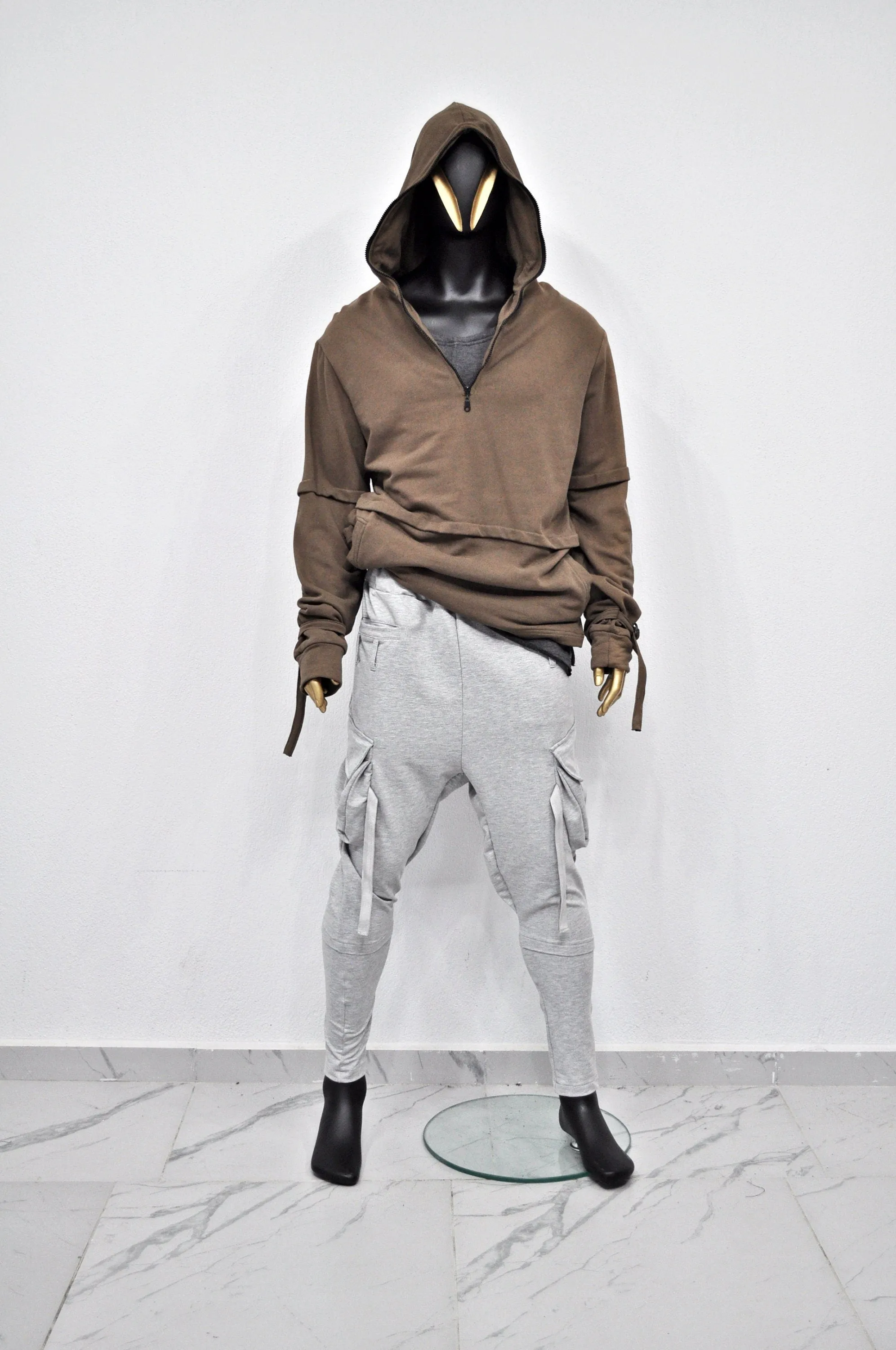 XS - 8XL Men's Drop Crotch Ninja Webbing Baggy Pant,Harem Jogger,Relaxed Sweatpants,Multi Strap Cargo,Slim Tappered,Hiphop,Streetwear-BB204